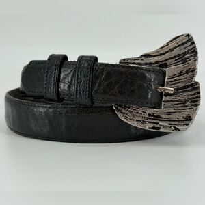 Vintage‎ Morris Moskowitz Black Leather Belt 80s 90s